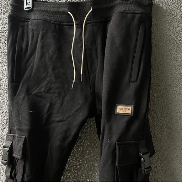WELL KNOWN STUDIOS Mens Cargo Jogger Trackpants, Black,  XL - Picture 3 of 6